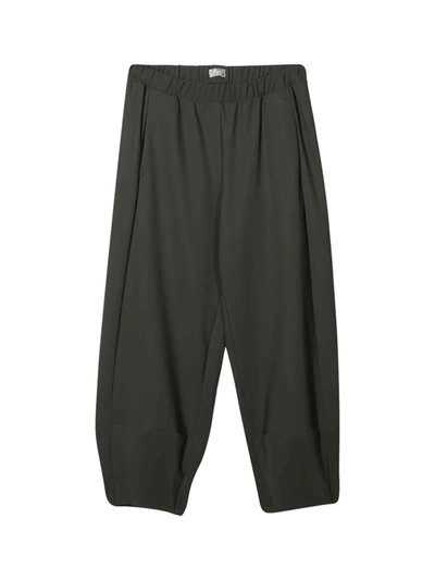 Il Gufo Kids' Elasticated-waist Slit-pockets Trousers In Verde