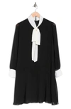 Alexia Admor Drop Waist Tie Neck Long Sleeve Dress In Black/ White