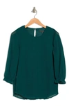 Adrianna Papell Textured Clip Dot 3/4 Sleeve Top In Evergreen