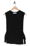 Valentino Wool Knit Side Tie Sleeveless Top In Nero