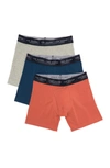 Ted Baker Cotton Stretch Boxer Briefs In Blue/ Hot Sauce/ Grey