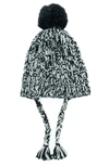 Portolano Knit Earflap Pompom Beanie In Black/ Grey
