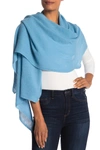 Portolano Lightweight Lambswool Blend Rolled Edge Wrap In Winter Turquoise