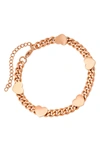 Hmy Jewelry 18k Rose Gold Plated Stainless Steel Heart Bracelet In Rose