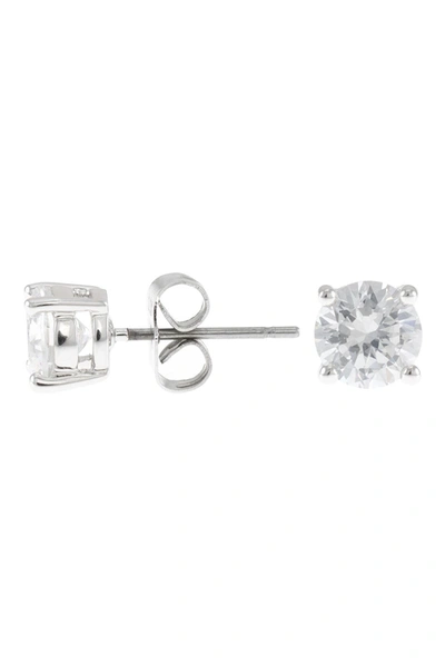 Cz By Kenneth Jay Lane Round Cz Stud Earrings In Clear/silver