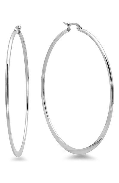 Hmy Jewelry Stainless Steel 60mm Hoop Earrings In Metallic