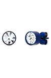 HMY JEWELRY UNISEX BLUE ION PLATED STAINLESS STEEL STUD EARRINGS
