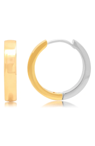 Hmy Jewelry Two-tone Stainless Steel 20mm Hoop Earrings In Two Tone