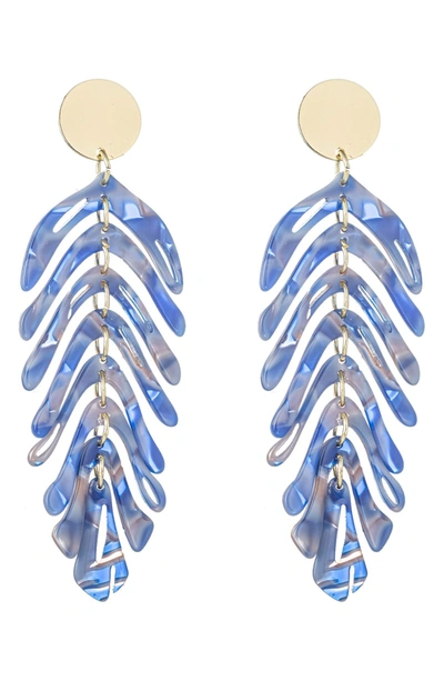 Eye Candy Los Angeles Linda Blue Acrylic Leaf Drop Earrings
