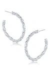 Cz By Kenneth Jay Lane Marquise Cz Hoop Earrings In Clear/ Silver