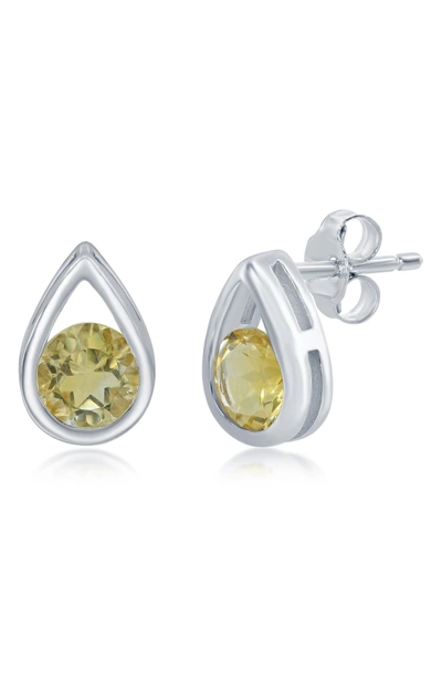 Simona Sterlia Silver Citrine Stud Earrings In Yellow