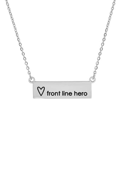 Hmy Jewelry Front Line Hero Stainless Steel Id Pendant Necklace In Metallic