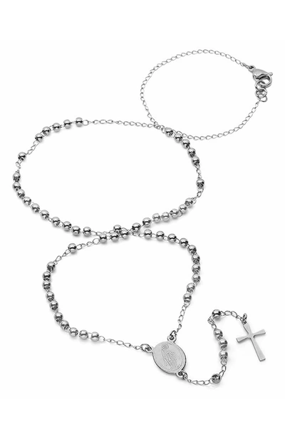 Hmy Jewelry Stainless Steel Rosary Necklace In Metallic