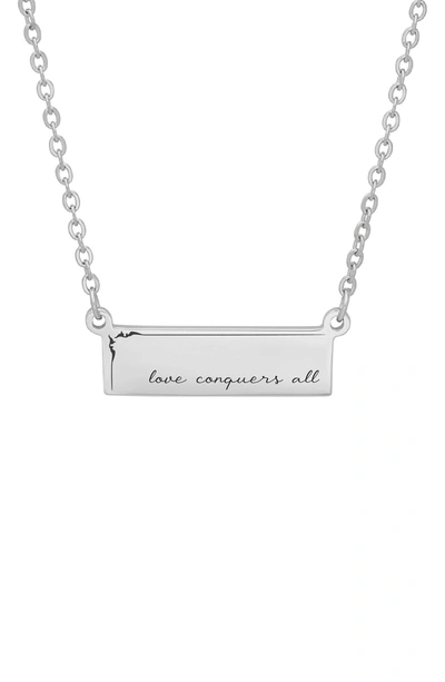 Hmy Jewelry Stainless Steel Love Conquers All Id Pendant Necklace In Metallic