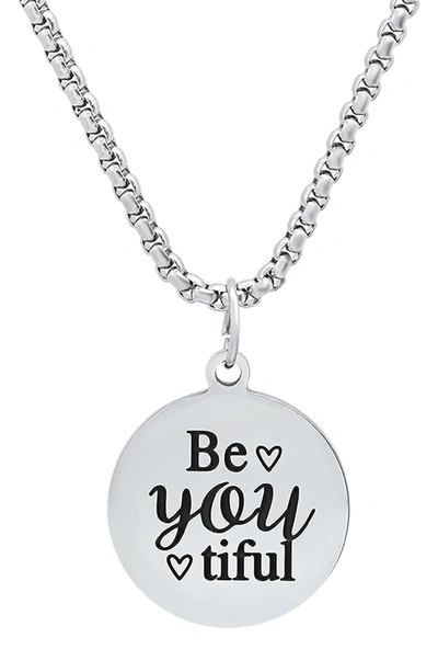 Hmy Jewelry Stainless Steel Be You Tiful Pendant Necklace In Metallic