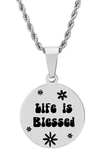 Hmy Jewelry Stainless Steel Life Is Blessed Pendant Necklace In Metallic