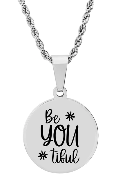 Hmy Jewelry Stainless Steel Be You Tiful Pendant Necklace In Metallic
