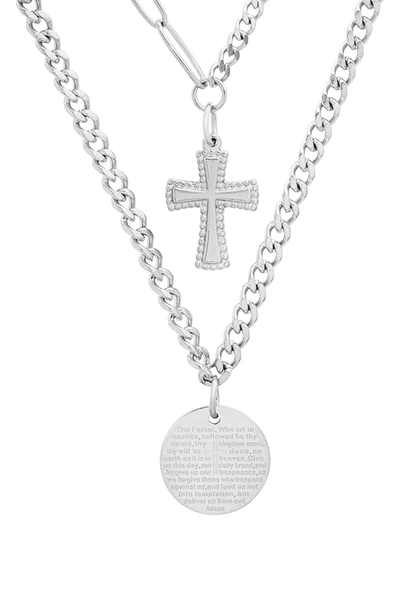 Hmy Jewelry Stainless Steel Layered Pendant Necklace In Metallic