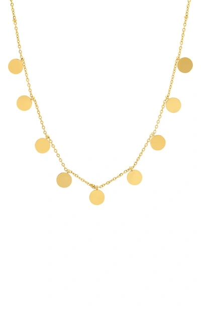 Hmy Jewelry 18k Yellow Gold Plated Stainless Steel Disc Charm Necklace