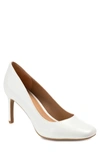 Journee Collection Womens Monalee Square Toe Mid Heel Pumps In White