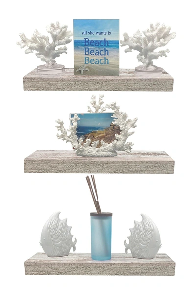 SORBUS SORBUS VINTAGE WHITE FLOATING WALL SHELF