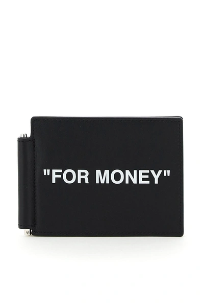 Off-white For Money Print Quote Clip Wallet In Black