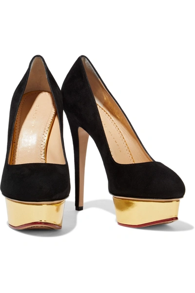 Charlotte Olympia Dolly Suede Platform Pumps In Black