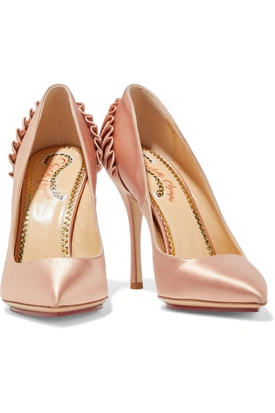 Charlotte Olympia Blake Pleated Satin Pumps In Rose Gold