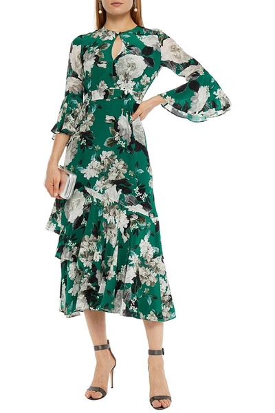 Erdem Florence Wrap-effect Floral-print Silk Crepe De Chine Midi Dress In Jade