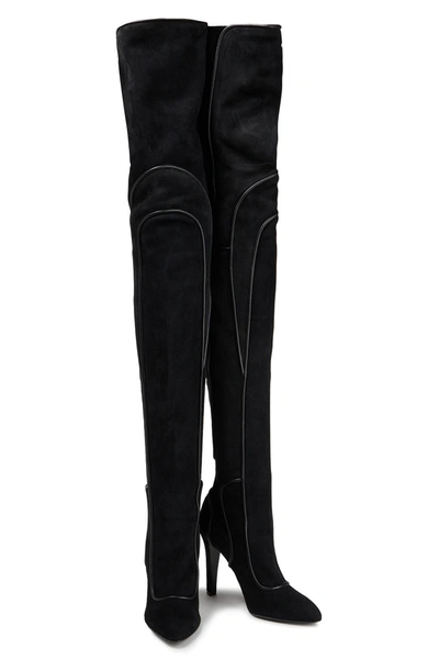 Sergio Rossi Suede Thigh Boots In Black