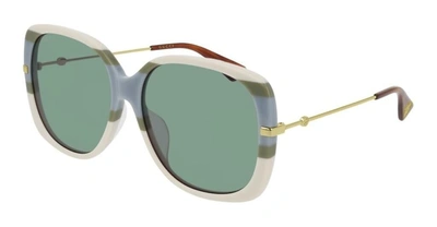 Gucci Green Butterfly Ladies Eyeglasses Gg0511sa 007 59 In Green,white