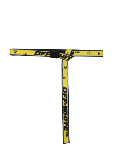 Off-white Classic Industrial Logo Jacquard Belt In Yellow,black