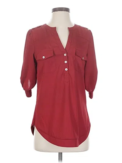 Pre-owned 41hawthorn 3/4 Sleeve Blouse In Burgundy