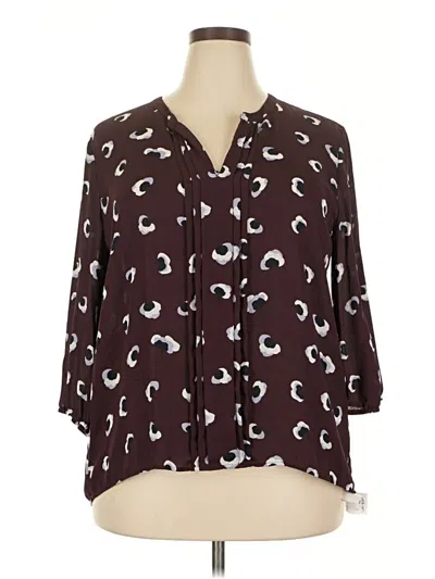Pre-owned 41hawthorn 3/4 Sleeve Blouse In Burgundy