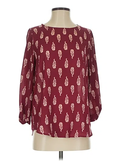 Pre-owned 41hawthorn 3/4 Sleeve Blouse In Burgundy