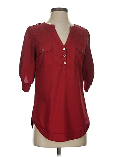 Pre-owned 41hawthorn 3/4 Sleeve Blouse In Burgundy