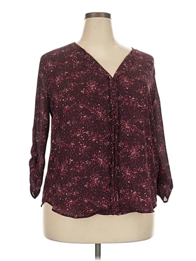 Pre-owned 41hawthorn 3/4 Sleeve Blouse In Burgundy