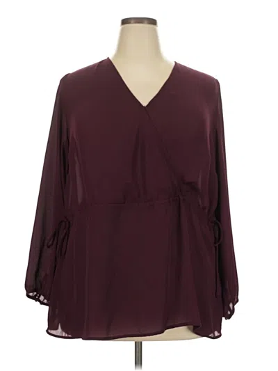 Pre-owned 41hawthorn 3/4 Sleeve Blouse In Burgundy