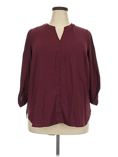 Pre-owned 41hawthorn 3/4 Sleeve Blouse In Burgundy