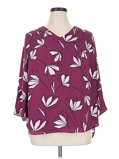 Pre-owned 41hawthorn 3/4 Sleeve Blouse In Burgundy