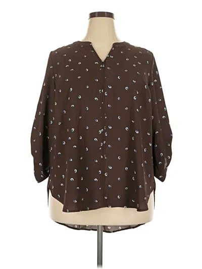 Pre-owned 41hawthorn 3/4 Sleeve Button Down Shirt In Brown