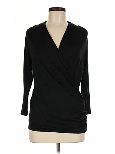 Pre-owned 41hawthorn 3/4 Sleeve Top Black Plunge Neckline Tops