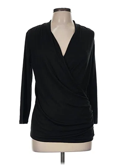 Pre-owned 41hawthorn 3/4 Sleeve Top Black Plunge Neckline Tops