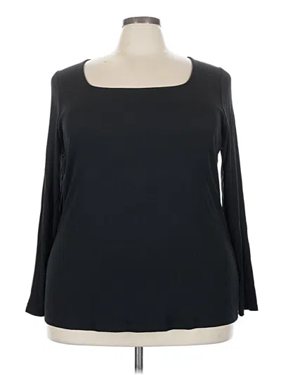 Pre-owned 41hawthorn 3/4 Sleeve Top Black Scoop Neck Tops