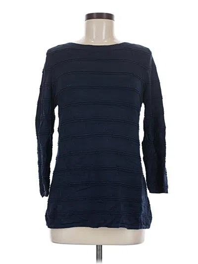 Pre-owned 41hawthorn 3/4 Sleeve Top Blue Boatneck Tops