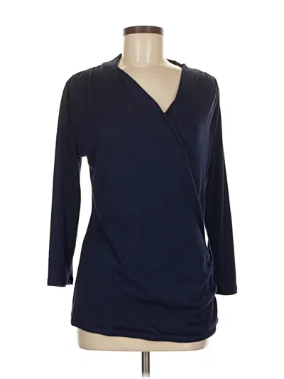 Pre-owned 41hawthorn 3/4 Sleeve Top Blue V Neck Tops