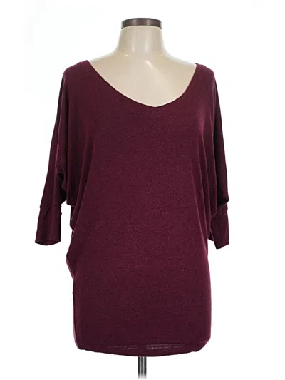 Pre-owned 41hawthorn 3/4 Sleeve Top Burgundy Scoop Neck Tops