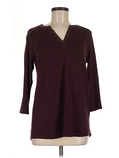 Pre-owned 41hawthorn 3/4 Sleeve Top Burgundy V-neck Tops