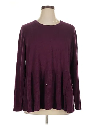 Pre-owned 41hawthorn Long Sleeve Top Burgundy Crew Neck Tops