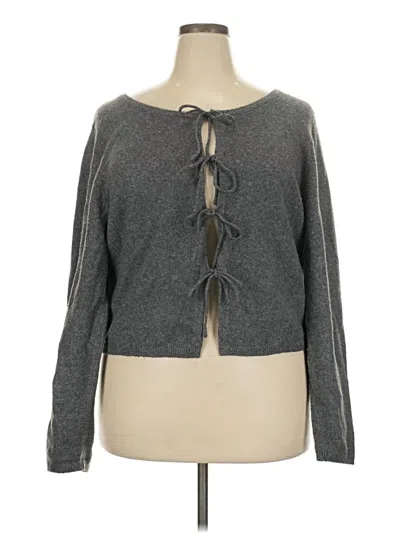 Pre-owned 41hawthorn Long Sleeve Top Gray Keyhole Neckline Tops